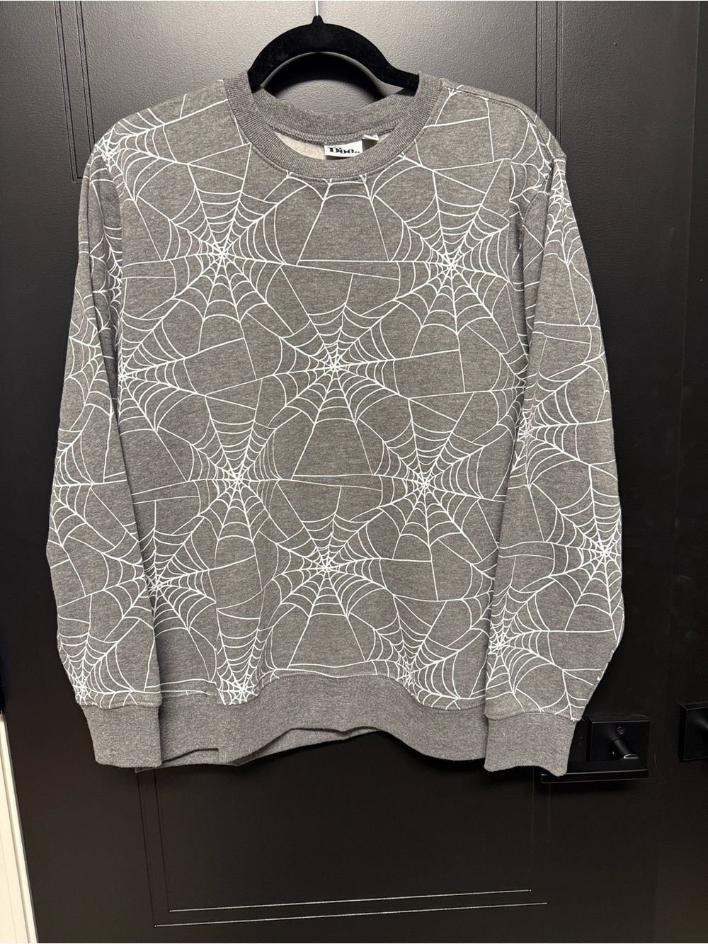 Doe Gray Spiderweb Print Crewneck Sweater